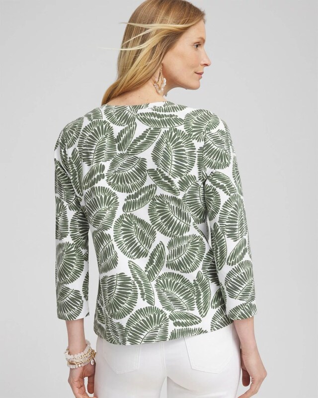 Foliage Print 3/4 Sleeve Perfect Tee - image 3